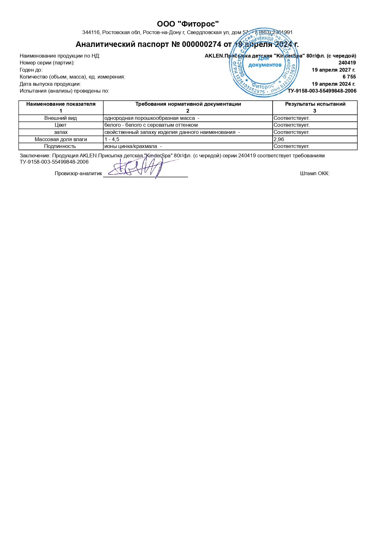 Паспорт №042024